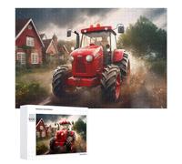 Adult Jigsaw Puzzles 1000 PCS Rustic Red Tractor in Action Puzzle for Adults Brain Teaser Game Wall Decoration Birthday Present, Gifts, 1000 PCS