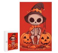 Adult Jigsaw Puzzles 1000 PCS Skeleton Witch on Pumpkins Jigsaw for Adults Relaxing Games A Work of Art Birthday Present, Gifts, 1000 PCS