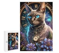 Adult Jigsaw Puzzles 1000 PCS Steampunk Cat with Pocket Watch Puzzle for Adults Brain Teaser Game Wall Decoration Birthday Present, Gifts, 1000 PCS