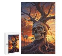 Adult Jigsaw Puzzles 1000 PCS Surreal Sunset Skull Tree Jigsaw for Adults Relaxing Games Birthday Present Great Gift for Gaming 1000 PCS
