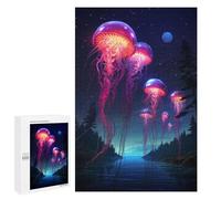 Adult Jigsaw Puzzles 1000 PCS Synthwave Jellyfish Teenagers Puzzles Toy Wall Decor Pattern Assembly Gifts for Friends And Family 1000 PCS