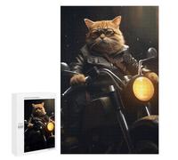 Adult Jigsaw Puzzles 1000 PCS Tabby Cat Motorcycle Gang Teenagers Puzzles Toy Wall Decor Pattern Assembly Gifts for Friends And Family 1000 PCS