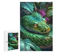 Adult Jigsaw Puzzles 1000 PCS Tropical Green Snake Teenagers Puzzles Toy Wall Decor Pattern Assembly Gifts for Friends And Family 1000 PCS