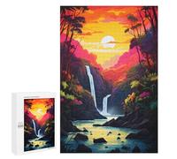 Adult Jigsaw Puzzles 1000 PCS Tropical Sunset Waterfall Jigsaw Puzzles for Adults Stress Reliever Challenging To Complete Brainteaser Family Games 1000 PCS