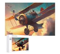 Adult Jigsaw Puzzles 1000 PCS Vintage Airplane in Flight Jigsaw for Adults Relax Games Presents for Women Birthday Present, Gifts, 1000 PCS