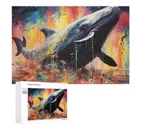 Adult Jigsaw Puzzles 1000 PCS Whale in A Colorful Dream Puzzle for Adults Brain Teaser Game Wall Decoration Birthday Present, Gifts, 1000 PCS