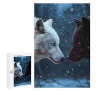 Adult Jigsaw Puzzles 1000 PCS White And Black Wolves in Snow Jigsaw for Adults Relaxing Games A Work of Art Birthday Present, Gifts, 1000 PCS