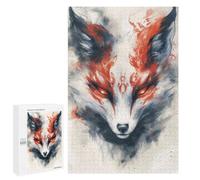 Adult Jigsaw Puzzles 1000 PCS White Kitsune Fox Painting Jigsaw for Adults Relaxing Games Birthday Present Great Gift for Gaming 1000 PCS