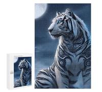Adult Jigsaw Puzzles 1000 PCS White Tiger Moonlit Fantasy -1 Jigsaw Puzzles for Adults Stress Reliever Challenging To Complete Brainteaser Family Games 1000 PCS