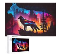 Adult Jigsaw Puzzles 1000 PCS Wolf Silhouette with Forest Background Puzzles for Adults Hands-on Game Enhance Memory Gifts for Friends And Family 1000 PCS