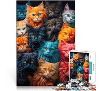 Adult Jigsaw Puzzles 1000 Pieces A Bunch of Cats Spielzeug-Intellektuelles Spiel mit passendem Poster und Quizblatt75x50cm