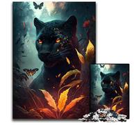 Adult Jigsaw Puzzles 1000 Pieces A Fiery Black Panther_192637b Wooden Jigsaw Educational Activity for Cognitive Skills Cognitive Skill Improvement 300 PCS