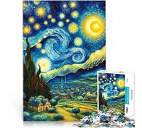 Adult Jigsaw Puzzles 1000 Pieces A small town under the stars at night Lernspielzeug Wunschliste mit dem Weihnachtsmann75x50cm