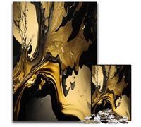 Adult Jigsaw Puzzles 1000 Pieces Abstract Art Gold Black Jigsaw Puzzles Educational Brain Teaser Artistic Home & Office Decor Age 1000 PCS(75x50cm)