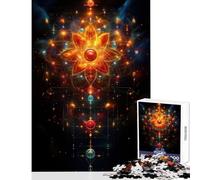 Adult Jigsaw Puzzles 1000 Pieces Abstract Floral Mandala with Cosmic Elements Home Decoration Toys Secret Santa Gifts Relax Games Challenging To Complete Size 38x26cm
