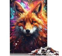 Adult Jigsaw Puzzles 1000 Pieces Abstract Graffiti Fox Art Wood Jigsaw Puzzles for Adults Educational Game Challenge Toy 1000pcs (75x50cm)