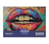 Adult Jigsaw Puzzles 1000 Pieces Abstract Graffiti Lips Art Print Puzzle for Adults Relax Games But Fun And Humorous Birthday Present, Gifts, 70x50cm/1000pcs