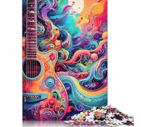 Adult Jigsaw Puzzles 1000 Pieces Abstract Guitar Art Psychedelic Wooden Puzzle Jigsaws for Adults Jigsaw Puzzles for Adults 1000pcs (75x50cm)