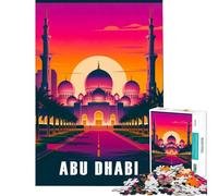 Adult Jigsaw Puzzles 1000 Pieces Abu Dhabi Grand Mosque Art Poster Brain Teaser Game Learning Educational Toys Gifts Birthday Presents for Women (Size 75x50cm)