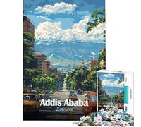 Adult Jigsaw Puzzles 1000 Pieces Addis Ababa, Ethiopia Cityscape Jigsaw Puzzles for Teenagers Pattern Assembly Difficult And Challenge Challenging Family Fun Game (Size 38x26cm)