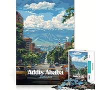 Adult Jigsaw Puzzles 1000 Pieces Addis Ababa Ethiopia Cityscape Smooth Cut Art Brain Training Toy Leisure Time Fun Birthday Game Gift (38x26cm)