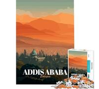 Adult Jigsaw Puzzles 1000 Pieces Addis Ababa, Ethiopia Travel Poster Impossible Game Learning Educational Toys Secret Santa Gifts For Family Fun (Size 38x26cm)