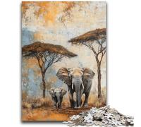 Adult Jigsaw Puzzles 1000 Pieces African Elephants for Age 14 Years And over Decompressing Intellectual Educational Toy Great Gift 50x75cm