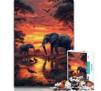 Adult Jigsaw Puzzles 1000 Pieces African Elephants,Help The Brain Exercise Addictive Toys to Cultivate Patience Perfect Decoration 38x26cm
