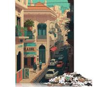 Adult Jigsaw Puzzles 1000 Pieces Algiers 02 Pixel Art Wood Puzzles Wooden Puzzles Sustainable Puzzle for Adults 1000pcs (75x50cm)