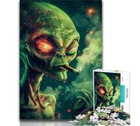 Adult Jigsaw Puzzles 1000 Pieces Alien Smoking Adult Puzzles,family Fun Games Is Ideal As A Gift for The Whole Family (size 38x26cm)