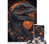 Adult Jigsaw Puzzles 1000 Pieces Allosaurus Dinosaur Red Relaxing Games Staycation Kill Time Home Decoration Toys Deal As Gifts for The Whole Family (38x26cm)