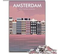 Adult Jigsaw Puzzles 1000 Pieces Amsterdam Netherlands Travel Print,Decompressing Intellectual Educational Toy Is Ideal As Gifts for The Whole Family 38x26cm