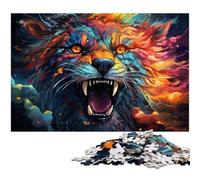 Adult Jigsaw Puzzles 1000 Pieces Animal Art Tiger Colorful Psychedelic Puzzle for Adults Wood Jigsaw Home Decoration 1000 PCS(75x50cm)