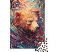 Adult Jigsaw Puzzles 1000 Pieces Animal Brown Bear Colourful Wooden Puzzles for Adults Sustainable Puzzle Games 1000pcs (38x26cm)