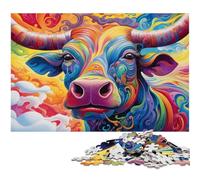 Adult Jigsaw Puzzles 1000 Pieces Animal Buffalo Jigsaw Puzzles for Adults High-Difficulty Brain Teaser for Teenagers 26X38CM/10.23x14.96inch