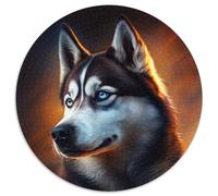 Adult Jigsaw Puzzles 1000 Pieces Animal Husky Round Jigsaw Puzzle 1000 Pieces Family Game Night, Home Decor & Brain Training Gift 67.5x67.5cm