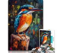 Adult Jigsaw Puzzles 1000 Pieces Animal Kingfisher Oil Painting Teenager Puzzles,Quiz Game Wall Decoration Unique Birthday And Xmas Gifts (size 75x50cm)