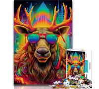 Adult Jigsaw Puzzles 1000 Pieces Animal Moose,Decompressing Intellectual Educational Toy Is Ideal As Gifts for The Whole Family (38x26cm)