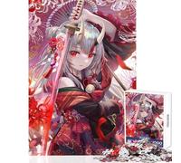 Adult Jigsaw Puzzles 1000 Pieces Anime Girl with Sword Brain Teaser Game Tough Challenge Educational Toy Deal As Gifts for The Whole Family (50X75CM)