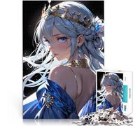 Adult Jigsaw Puzzles 1000 Pieces Anime Princess with Blue Dress Brain Teaser For Every Piece is Unique - Challenging Family Fun Game 26x38cm