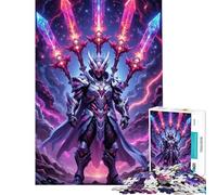 Adult Jigsaw Puzzles 1000 Pieces Armored Warrior Glowing Swords for Birthday, Chrismas Precision Cutting Hands-on Game for Age 14+ Game (38x52cm)