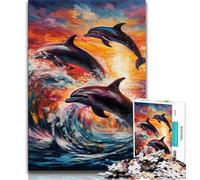 Adult Jigsaw Puzzles 1000 Pieces Art Dolphin 1000 Piece Puzzle,Challenging Family Activity Games DIY Toy for Home Wall Decor Gifts (size 38x26cm)