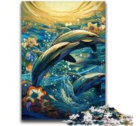 Adult Jigsaw Puzzles 1000 Pieces Art Dolphin Adult Puzzles,Learning Educational Toys Family Games Unique Birthday And Gifts (75x50cm)