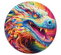 Adult Jigsaw Puzzles 1000 Pieces Art Flying Dragons 1000 Piece Round Puzzle Interactive Family Game, Suitable for Ages 14+ (67.5x67.5cm)