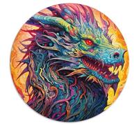 Adult Jigsaw Puzzles 1000 Pieces Art Flying Dragons Round Paper Jigsaw Puzzles Brain-Challenging DIY Decorative Game,Family Interactive Toy (67.5x67.5cm)