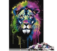 Adult Jigsaw Puzzles 1000 Pieces Art Neon Lion Wood Jigsaw Puzzles for Adults Educational Game Challenge Toy 1000pcs (75x50cm)