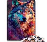 Adult Jigsaw Puzzles 1000 Pieces Art Wolf Colourful 1000 Pieces for Teenagers,Birthday Present, Gifts, Wall Art for Age 14 Years Up (26x38cm)