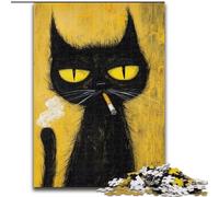 Adult Jigsaw Puzzles 1000 Pieces Artistic Abstract Black Cat Puzzles for Adults 50X75CM Ideal for Family Fun, Relaxation