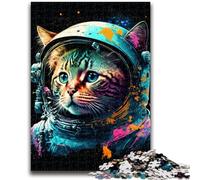 Adult Jigsaw Puzzles 1000 Pieces Astronaut Cat for Age 14 Years And over Decompressing Intellectual Educational Toy Great Gift 26x38cm