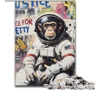 Adult Jigsaw Puzzles 1000 Pieces Astronaut Chimpanzee, Educational Games Home Decoration Suitable for Desktop Decoration (size 26x38cm)